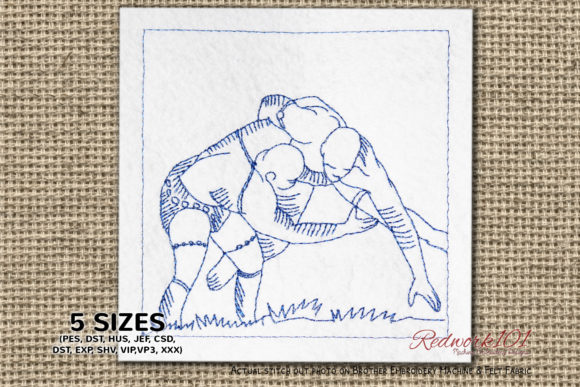 African Wrestling Bluework for Sweatshirt Embroidery