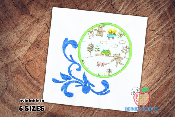 An Empty Applique Design in a Circle for Creative Projects