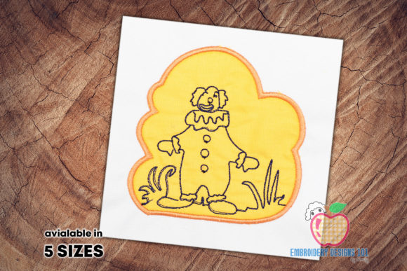 Clown Made in Outline Applique: A Playful Seasonal Embroidery Design