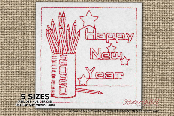 Coloring Pencil Box New Year Redwork Review