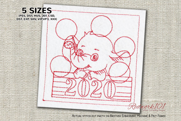 Cute Baby Elephant Celebrating New Year Embroidery Design Review