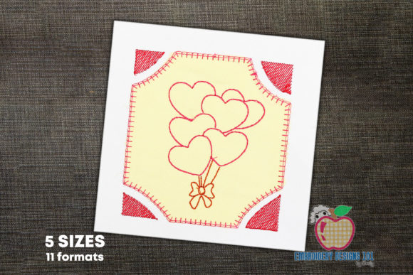 Heart Shape Balloons with Bow Applique Embroidery Design Review
