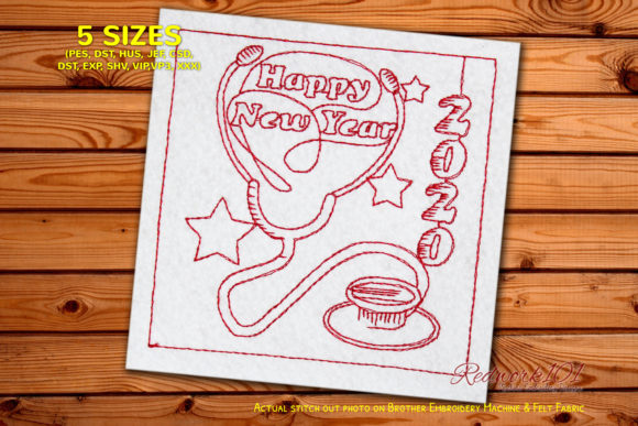 New Year Text with Doctor Stethoscope: A Festive Embroidery Design